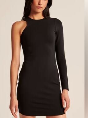 Abercrombie Black One Shoulder Asymmetrical Ponte Mini Dress